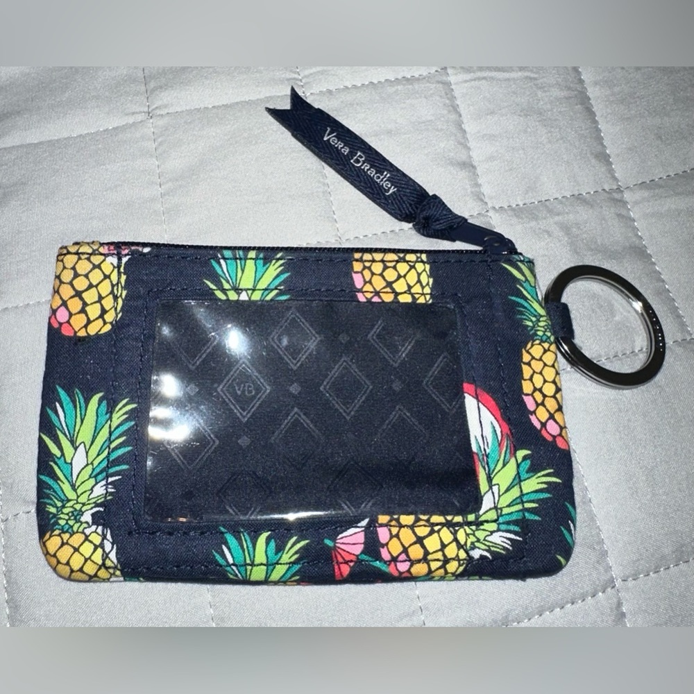 Vera Bradley Deluxe Zip ID case in Toucan Party pattern.